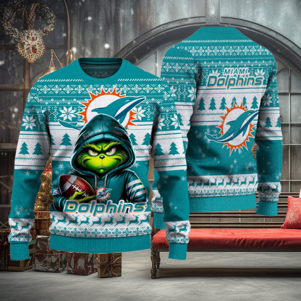 Miami Dolphins Christmas Grinch Knitted Sweater Miami Dolphins Christmas Grinch Knitted Sweater