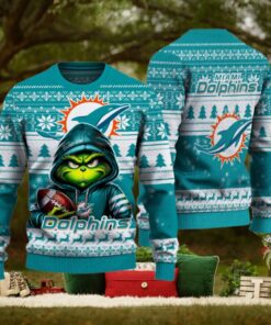 Miami Dolphins Christmas Grinch Knitted Sweater