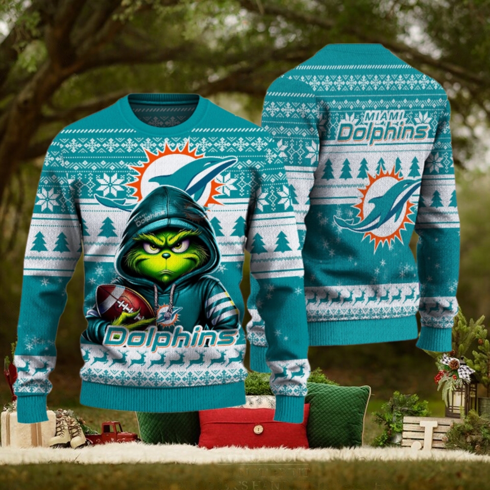 Miami Dolphins Christmas Grinch Knitted Sweater Miami Dolphins Christmas Grinch Knitted Sweater
