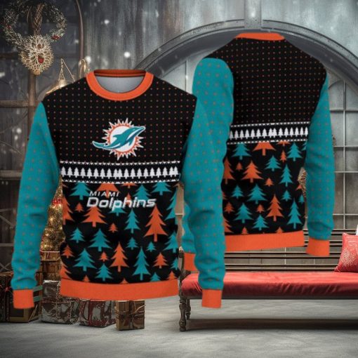 Miami Dolphins Christmas Pattern Ugly Christmas Sweater Freezing AOP Gift For Fans