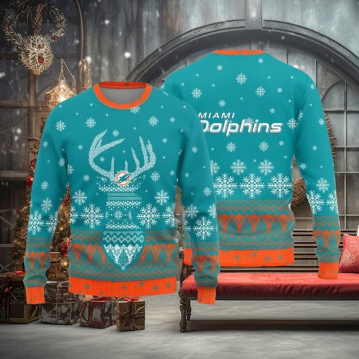Miami Dolphins Christmas Reindeer Knitted Sweater