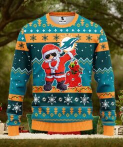 Miami Dolphins Dabbing Santa Claus Ugly Christmas Sweater