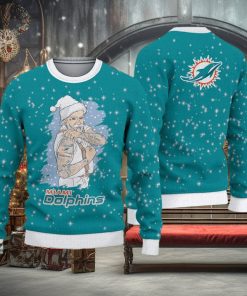 Miami Dolphins Fans Santa Claus Tattoo Ugly Christmas Sweater Gift