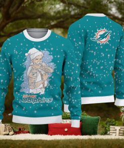 Miami Dolphins Fans Santa Claus Tattoo Ugly Christmas Sweater Gift