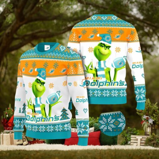 Miami Dolphins Grinch Ugly Christmas Sweater Xmas 3D Printed Christmas Sweater Gift