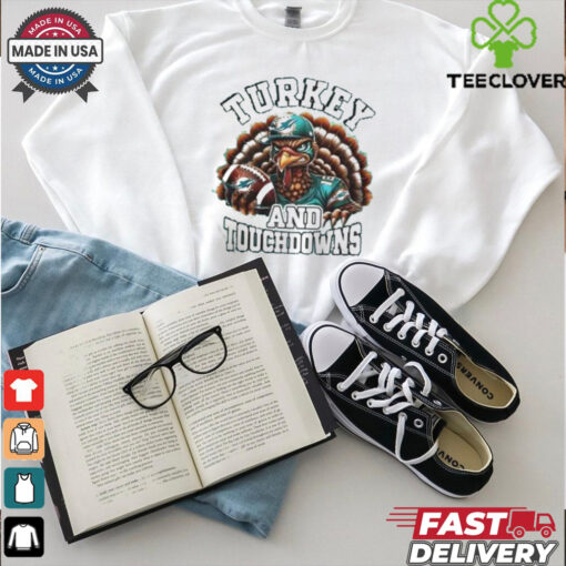 Miami Dolphins Happy Thanksgiving Turkey And Touchdowns Shirt