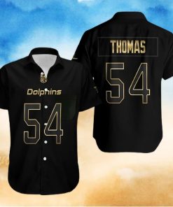 Miami Dolphins Hawaiian Shirt Black Golden Zach Thomas 54