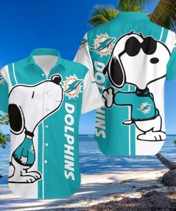 Miami Dolphins Hawaiian Shirt, Snoopy Graphic, Tropical Print Shirt