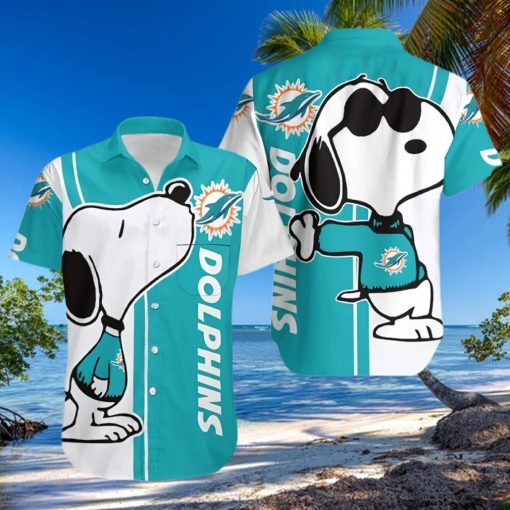 Miami Dolphins Hawaiian Shirt, Snoopy Graphic, Tropical Print Shirt