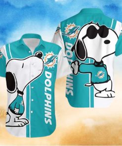 Miami Dolphins Hawaiian Shirt, Snoopy Graphic, Tropical Print Shirt