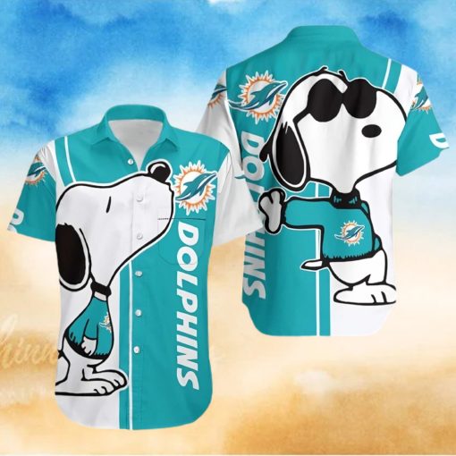 Miami Dolphins Hawaiian Shirt, Snoopy Graphic, Tropical Print Shirt