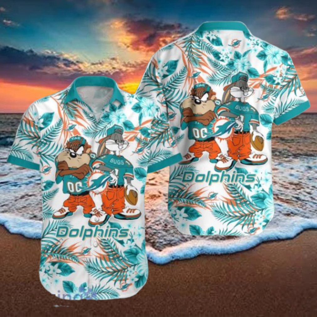 Miami Dolphins Hawaiian Shirt Taz and Bugs For NFL Team Miami Dolphins Hawaiian Shirt Taz and Bugs For NFL Team