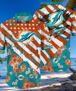 Miami Dolphins Hawaiian Shirt Tropical Flowers Unique Hawaiian Shirt