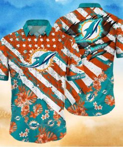 Miami Dolphins Hawaiian Shirt Tropical Flowers Unique Hawaiian Shirt