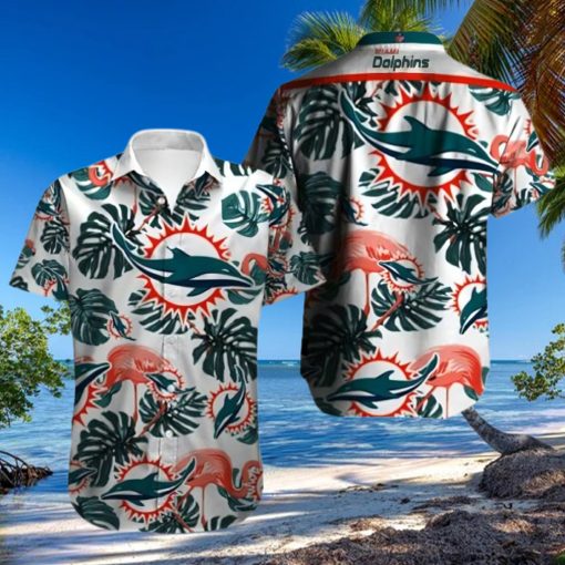 Miami Dolphins Hawaiian Shirt, Tropical Leaves, Cheap Hawaiian Shirt