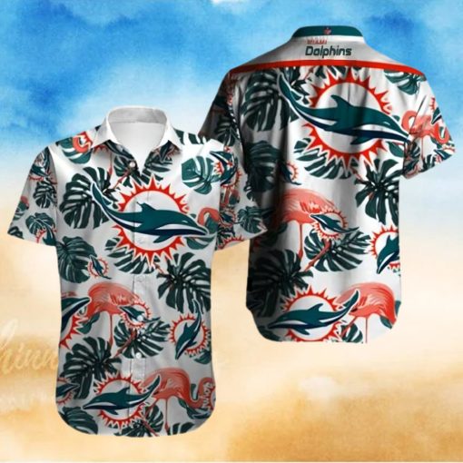 Miami Dolphins Hawaiian Shirt, Tropical Leaves, Cheap Hawaiian Shirt