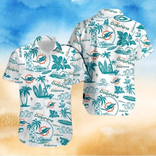 Miami Dolphins Hawaiian Shirt, Tropical Pattern, Tropical Print Shirt