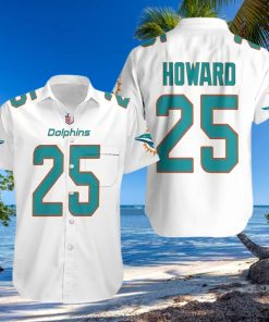 Miami Dolphins Hawaiian Shirt White Xavien Howard 25