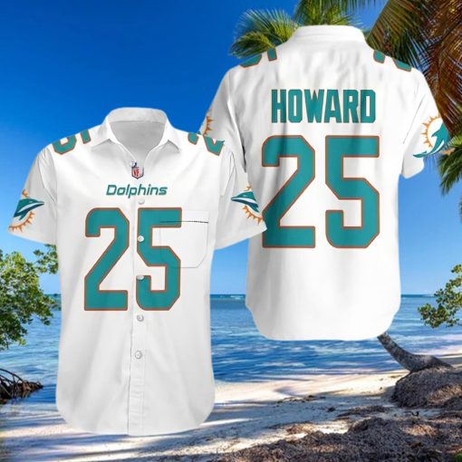 Miami Dolphins Hawaiian Shirt White Xavien Howard 25