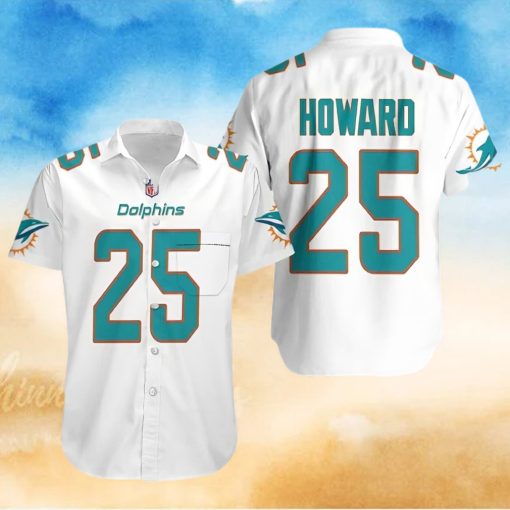 Miami Dolphins Hawaiian Shirt White Xavien Howard 25