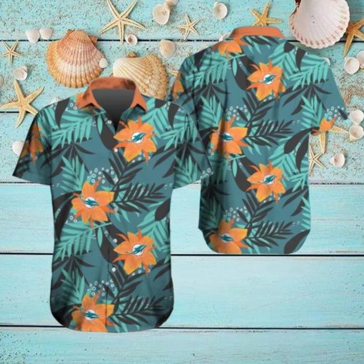 Miami Dolphins Hawaiian Tracksuit Floral Outfits Button Down Shirt Beach Shorts