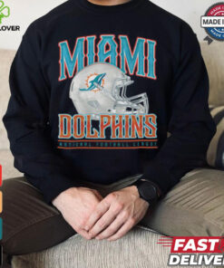 Miami Dolphins Helmet Garment Dyed Heavyweight T Shirt