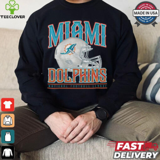 Miami Dolphins Helmet Garment Dyed Heavyweight T Shirt