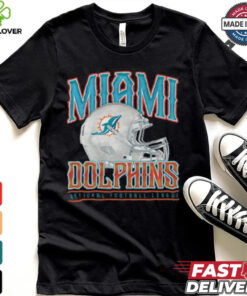 Miami Dolphins Helmet Garment Dyed Heavyweight T Shirt