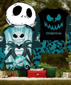 Miami Dolphins Jack Skellington Reindeer Christmas Ugly Sweater Halloween For Men And Women