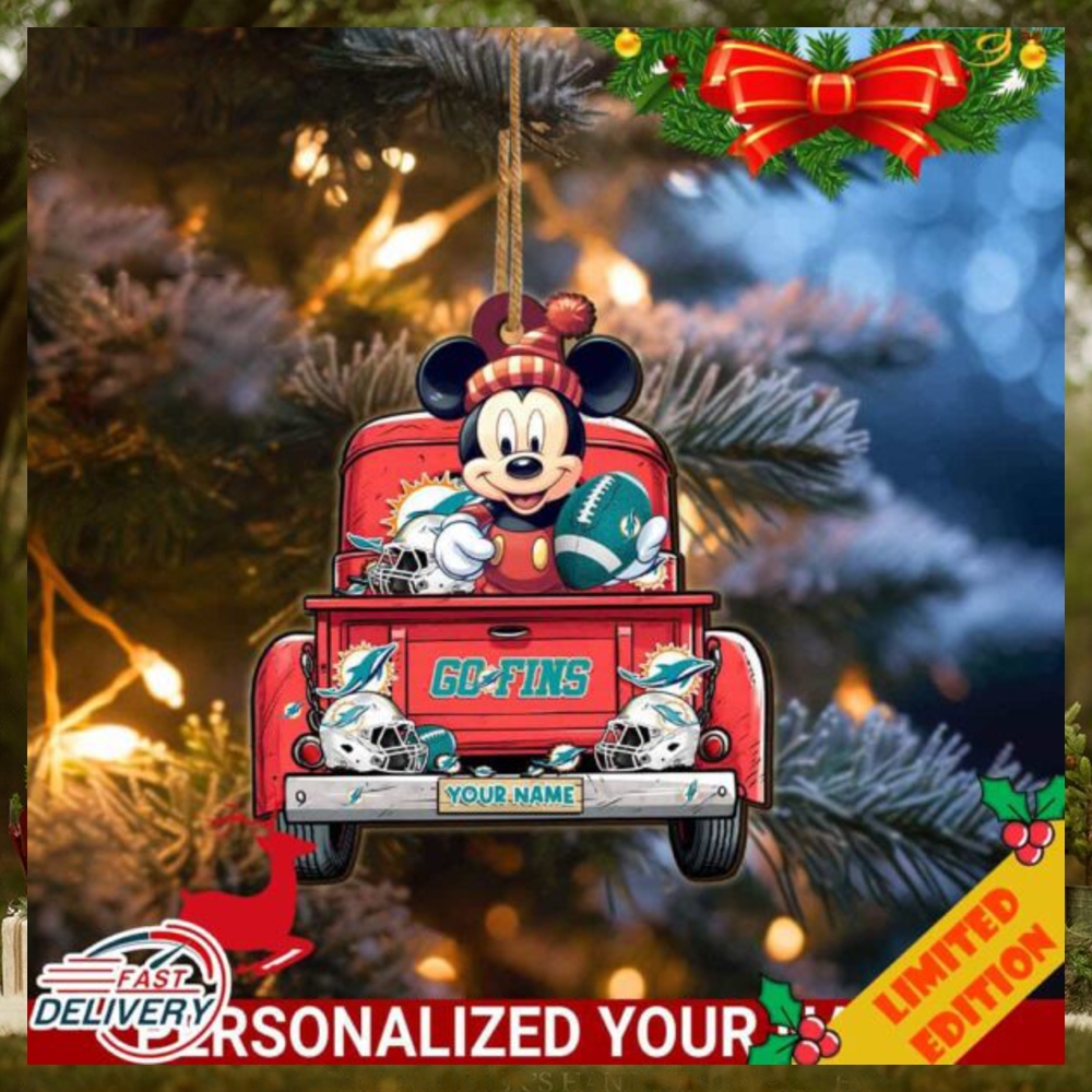 Miami Dolphins Mickey Mouse Ornament Personalized Your Name Sport Home Decor Miami Dolphins Mickey Mouse Ornament Personalized Your Name Sport Home Decor