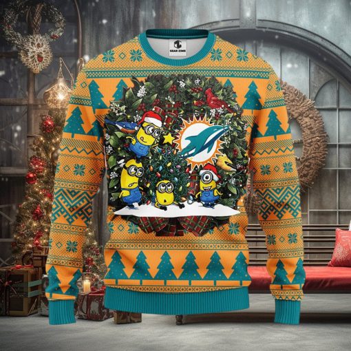 Miami Dolphins Minion Christmas Ugly Sweater