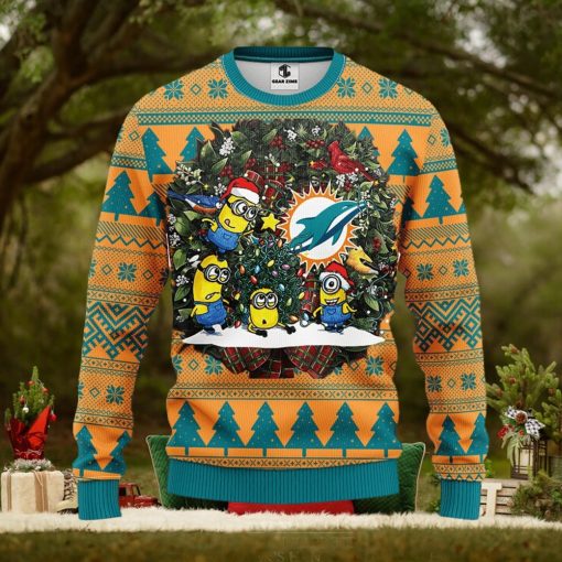 Miami Dolphins Minion Christmas Ugly Sweater