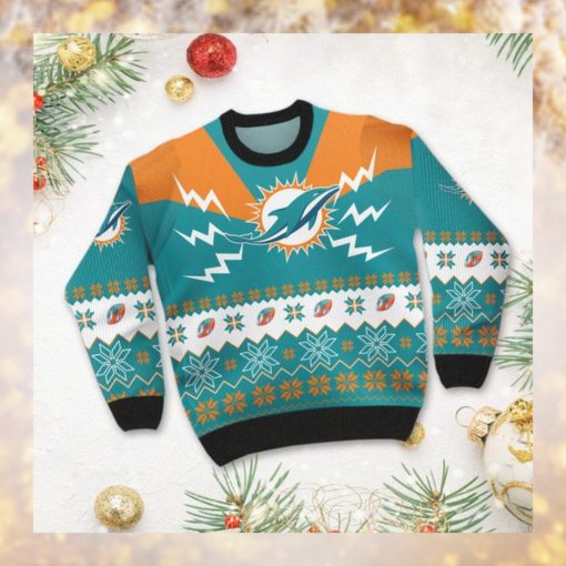 Miami Dolphins NFL Football Team Logo Symbol 3D Ugly Christmas Sweater Shirt Apparel For Men And Women On Xmas Days