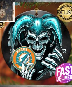 Miami Dolphins NFL Skull Joker Custom Name 2023 Holiday Gifts Christmas Decorations Ornament