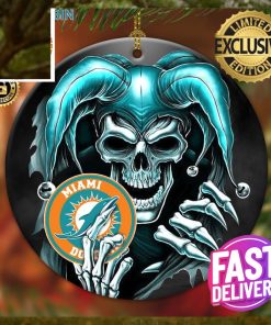 Miami Dolphins NFL Skull Joker Custom Name 2023 Holiday Gifts Christmas Decorations Ornament