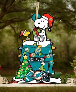 Miami Dolphins NFL Snoopy Ornament Personalized Christmas 2023 Holidays