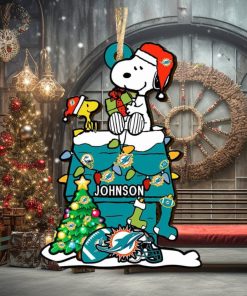 Miami Dolphins NFL Snoopy Ornament Personalized Christmas 2023 Holidays