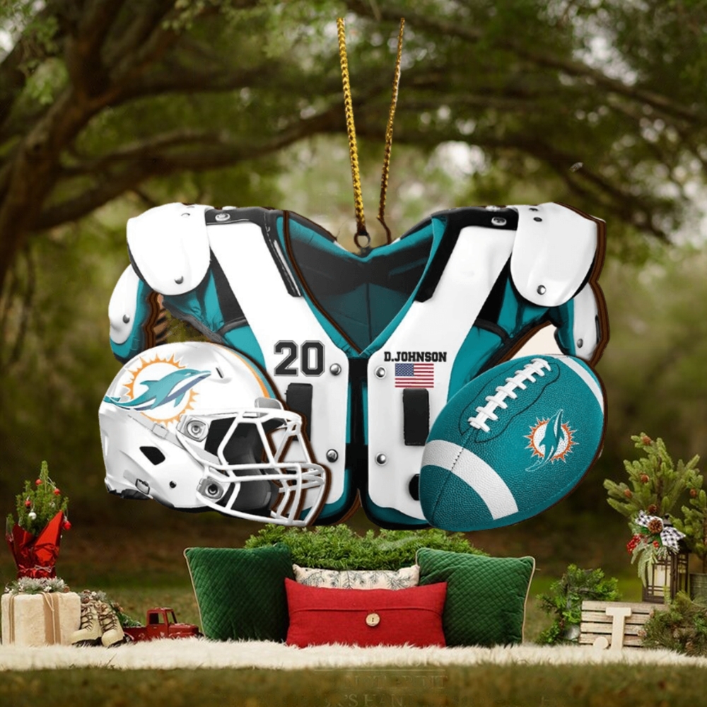 Miami Dolphins NFL Sport Ornament Custom Your Name And Number Miami Dolphins NFL Sport Ornament Custom Your Name And Number