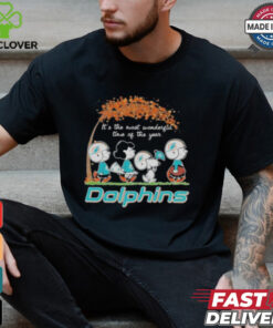 Miami Dolphins Peanuts Charlie Brown and Snoopy Autumn Tee shirt