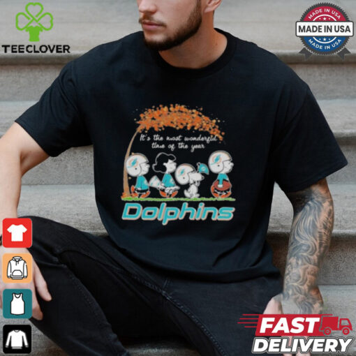 Miami Dolphins Peanuts Charlie Brown and Snoopy Autumn Tee hoodie, sweater, longsleeve, shirt v-neck, t-shirt