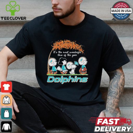 Miami Dolphins Peanuts Charlie Browns And Snoopy In Fall T Shirt