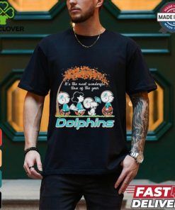 Miami Dolphins Peanuts Charlie Browns And Snoopy In Fall T Shirt