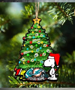 Miami Dolphins Personalized Your Name Snoopy And Peanut Ornament Christmas Gifts For NFL Fans SP161023148ID03