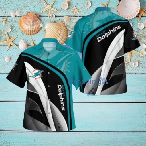 Miami Dolphins Primary Logo 3d Print Button Down Tropical Hawaiian Shirt