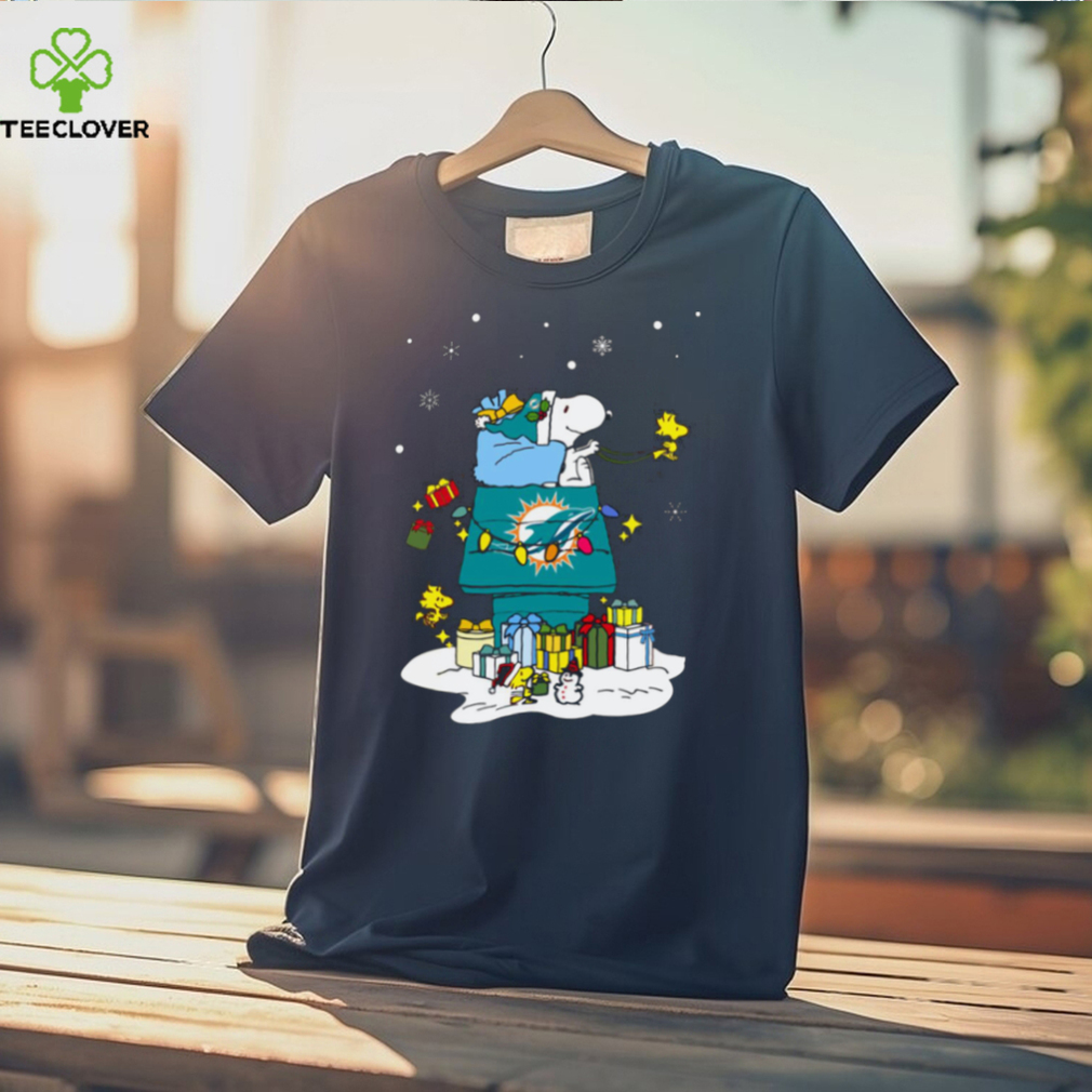 Miami Dolphins Santa Snoopy Wish You A Merry Christmas Shirt Miami Dolphins Santa Snoopy Wish You A Merry Christmas Shirt