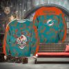 Miami Dolphins Skull And Rose Pattern Noel Halloween Ugly Sweater For Men And Women Gift Christmas