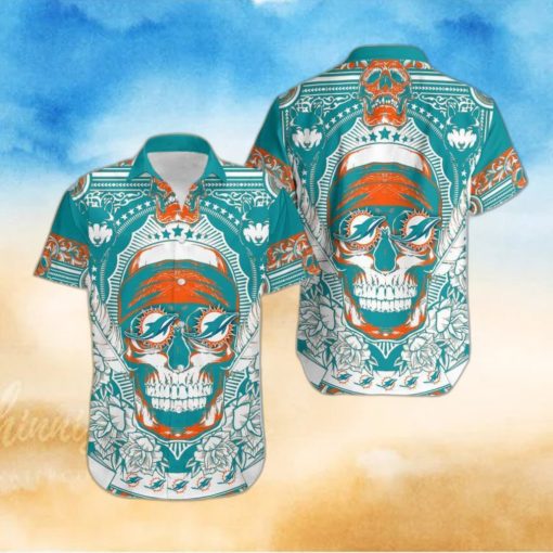Miami Dolphins Skull Diamon Hawaiian Shirt Gift For Halloween
