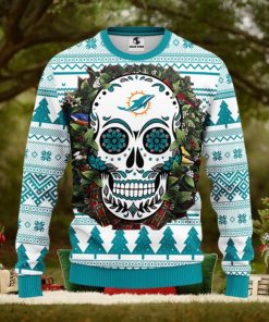 Miami Dolphins Skull Flower Ugly Christmas Ugly Sweater