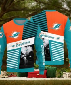 Miami Dolphins Skull Pattern Ugly Christmas Sweater