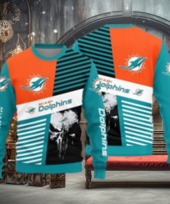 Miami Dolphins Skull Pattern Ugly Christmas Sweater